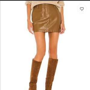 Amanda uprichard Brooklyn Skirt in Tan Leather